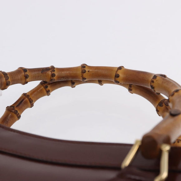 GUCCI Bamboo Hand Bag Patent Outlet Brown Gold Tone 002 8260 2853 Auth ep15729A