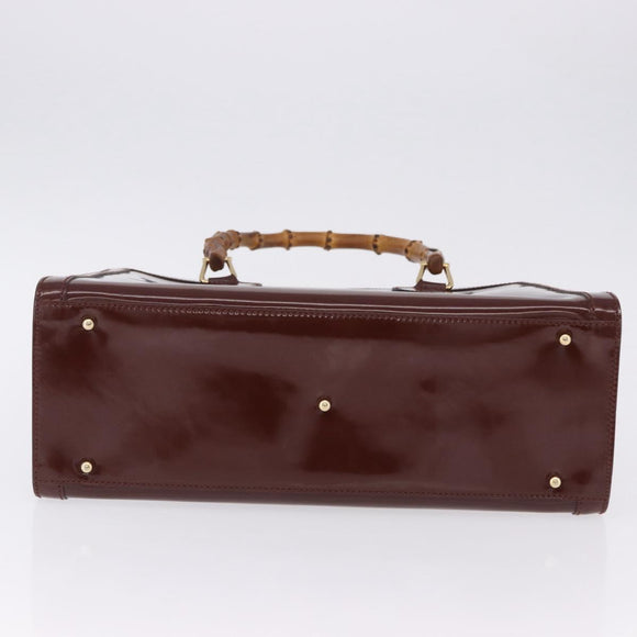 GUCCI Bamboo Hand Bag Patent Outlet Brown Gold Tone 002 8260 2853 Auth ep15729A