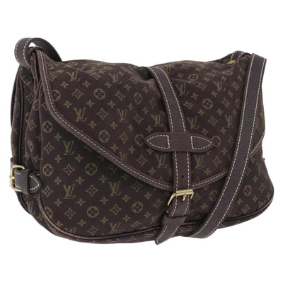 LOUIS VUITTON Monogram Mini Lin Saumur 30 Bag Brown Fuzan M95227 LV Auth ep15730