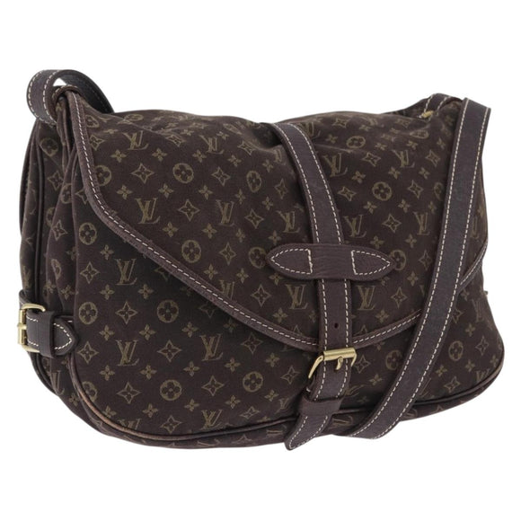 LOUIS VUITTON Monogram Mini Lin Saumur 30 Bag Brown Fuzan M95227 LV Auth ep15730