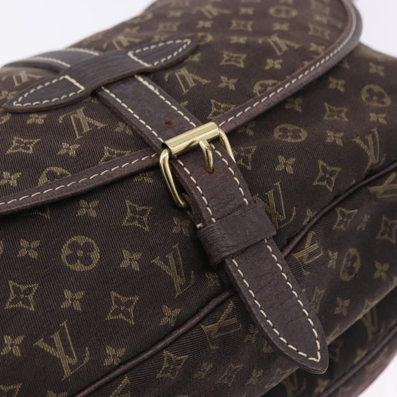 LOUIS VUITTON Monogram Mini Lin Saumur 30 Bag Brown Fuzan M95227 LV Auth ep15730