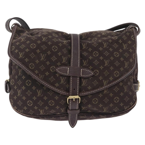 LOUIS VUITTON Monogram Mini Lin Saumur 30 Bag Brown Fuzan M95227 LV Auth ep15730