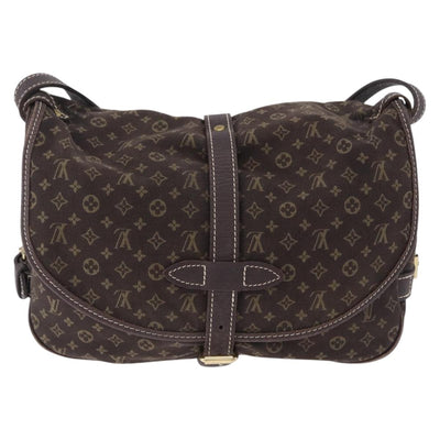 LOUIS VUITTON Monogram Mini Lin Saumur 30 Bag Brown Fuzan M95227 LV Auth ep15730 - 0