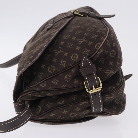 LOUIS VUITTON Monogram Mini Lin Saumur 30 Bag Brown Fuzan M95227 LV Auth ep15730