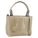 Christian Dior Maris Pearl Hand Bag Patent 2way Beige Silver Auth ep15732-1