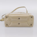 Christian Dior Maris Pearl Hand Bag Patent 2way Beige Silver Auth ep15732-5