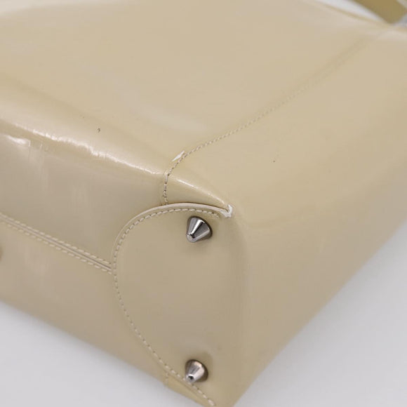 Christian Dior Maris Pearl Hand Bag Patent 2way Beige Silver Auth ep15732