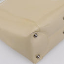 Christian Dior Maris Pearl Hand Bag Patent 2way Beige Silver Auth ep15732-17