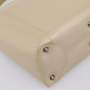 Christian Dior Maris Pearl Hand Bag Patent 2way Beige Silver Auth ep15732-19