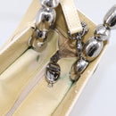 Christian Dior Maris Pearl Hand Bag Patent 2way Beige Silver Auth ep15732-10