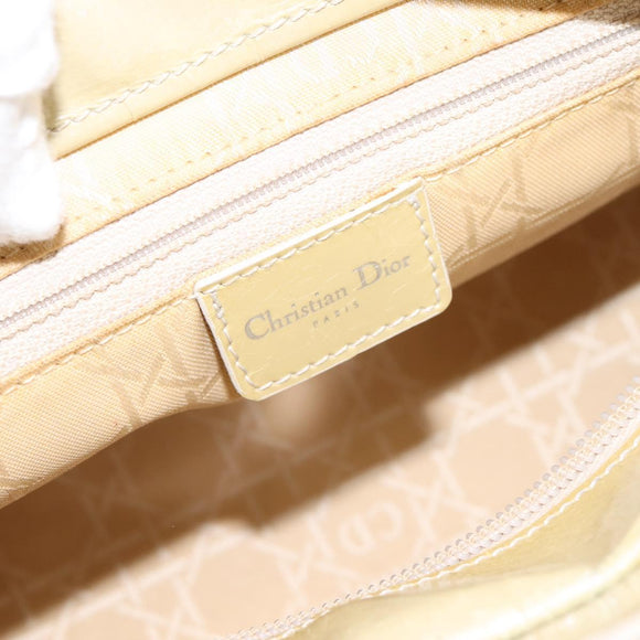 Christian Dior Maris Pearl Hand Bag Patent 2way Beige Silver Auth ep15732