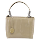 Christian Dior Maris Pearl Hand Bag Patent 2way Beige Silver Auth ep15732-13