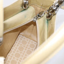 Christian Dior Maris Pearl Hand Bag Patent 2way Beige Silver Auth ep15732-22