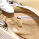 Christian Dior Maris Pearl Hand Bag Patent 2way Beige Silver Auth ep15732-24