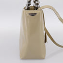 Christian Dior Maris Pearl Hand Bag Patent 2way Beige Silver Auth ep15732-3