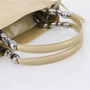 Christian Dior Maris Pearl Hand Bag Patent 2way Beige Silver Auth ep15732-7