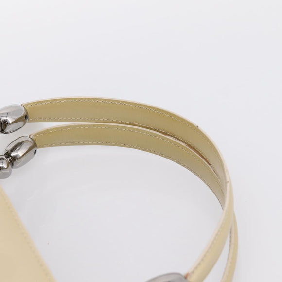 Christian Dior Maris Pearl Hand Bag Patent 2way Beige Silver Auth ep15732