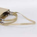 Christian Dior Maris Pearl Hand Bag Patent 2way Beige Silver Auth ep15732-8