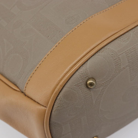 Christian Dior Trotter Hand Bag PVC Leather Beige Gold Tone Auth ep15735A