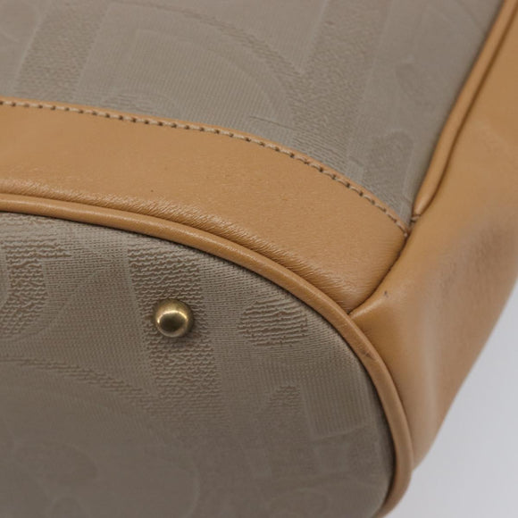 Christian Dior Trotter Hand Bag PVC Leather Beige Gold Tone Auth ep15735A