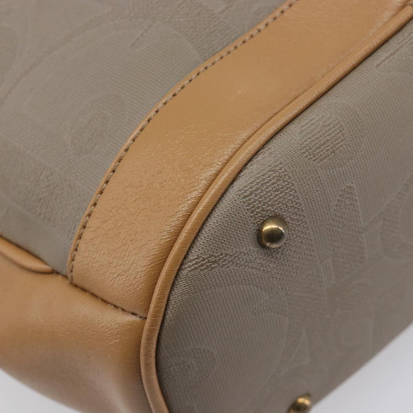 Christian Dior Trotter Hand Bag PVC Leather Beige Gold Tone Auth ep15735A