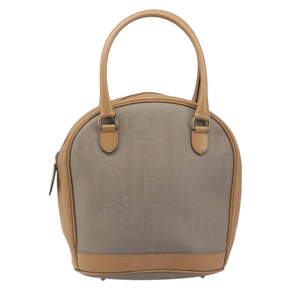 Christian Dior Trotter Hand Bag PVC Leather Beige Gold Tone Auth ep15735A