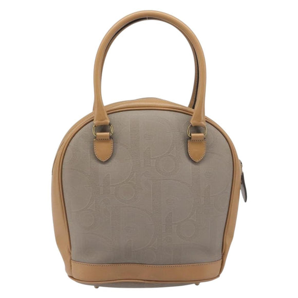 Christian Dior Trotter Hand Bag PVC Leather Beige Gold Tone Auth ep15735A