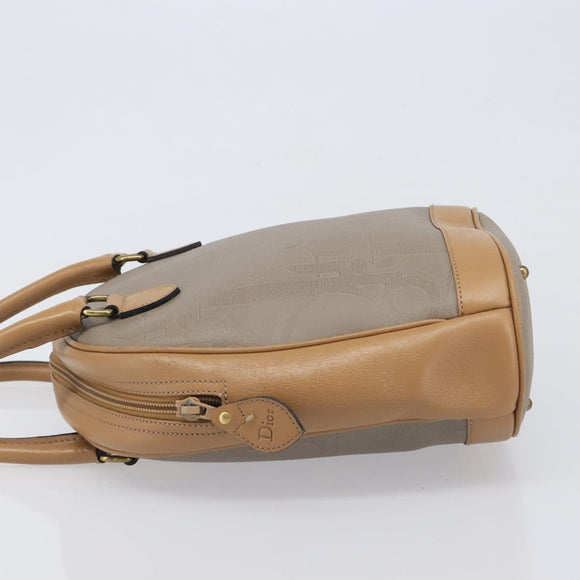 Christian Dior Trotter Hand Bag PVC Leather Beige Gold Tone Auth ep15735A