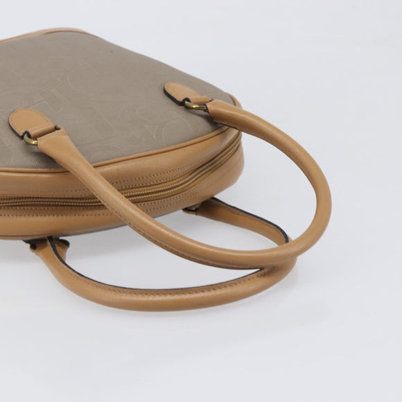 Christian Dior Trotter Hand Bag PVC Leather Beige Gold Tone Auth ep15735A