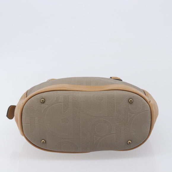 Christian Dior Trotter Hand Bag PVC Leather Beige Gold Tone Auth ep15735A