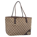 GUCCI GG Canvas Tote Bag Beige Gold Tone 169946 Auth ep15744-1