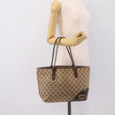 GUCCI GG Canvas Tote Bag Beige Gold Tone 169946 Auth ep15744-21
