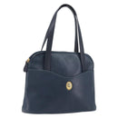 Christian Dior Hand Bag Leather Navy Gold Tone Auth ep15745-1