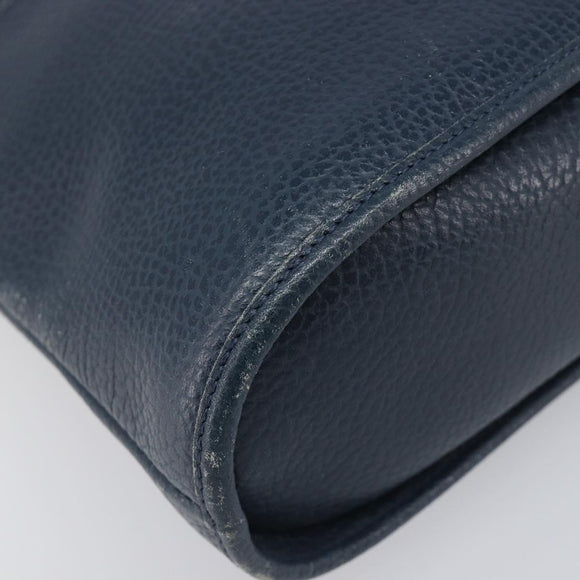 Christian Dior Hand Bag Leather Navy Gold Tone Auth ep15745