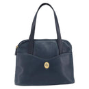 Christian Dior Hand Bag Leather Navy Gold Tone Auth ep15745-2