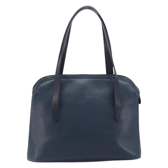 Christian Dior Hand Bag Leather Navy Gold Tone Auth ep15745