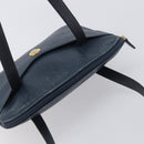 Christian Dior Hand Bag Leather Navy Gold Tone Auth ep15745-6