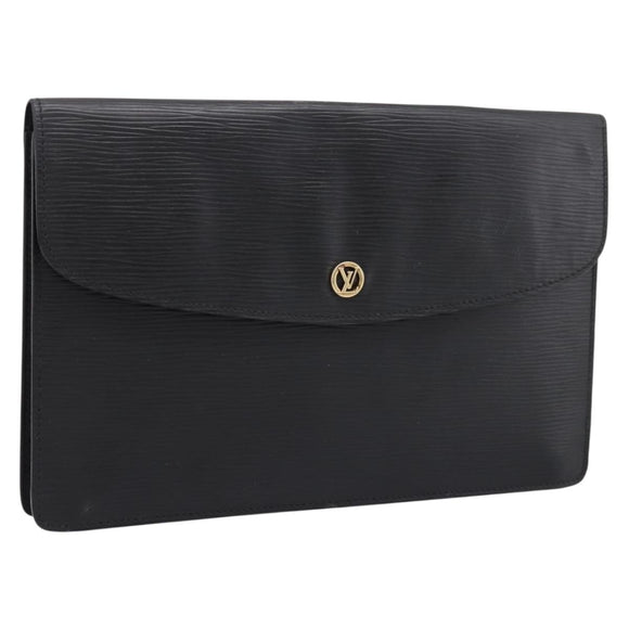 LOUIS VUITTON Epi Montaigne 27 Clutch Bag Black M52652 LV Auth ep15746