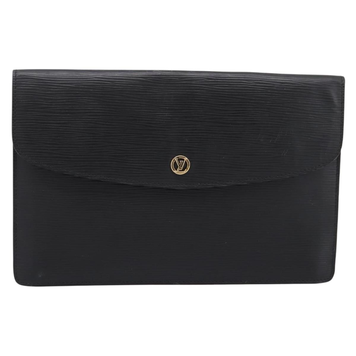 LOUIS VUITTON Epi Montaigne 27 Clutch Bag Black M52652 LV Auth