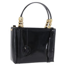 Christian Dior Maris Pearl Hand Bag Patent 2way Black Gold Tone Auth ep15753A-1