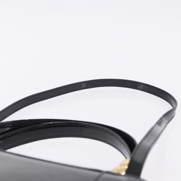 Christian Dior Maris Pearl Hand Bag Patent 2way Black Gold Tone Auth ep15753A