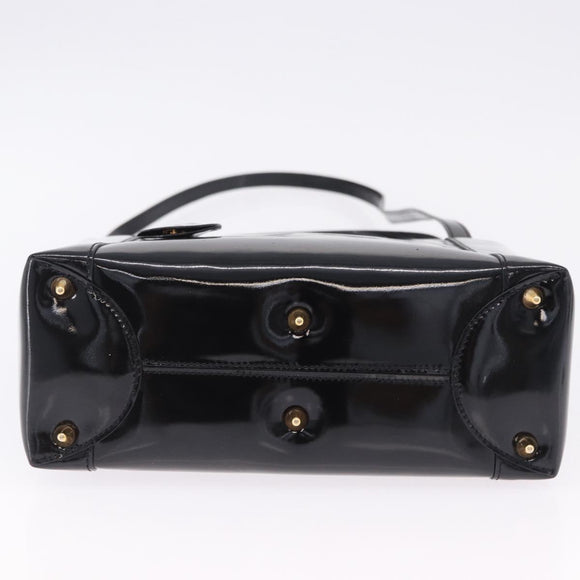 Christian Dior Maris Pearl Hand Bag Patent 2way Black Gold Tone Auth ep15753A