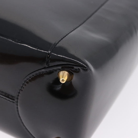 Christian Dior Maris Pearl Hand Bag Patent 2way Black Gold Tone Auth ep15753A