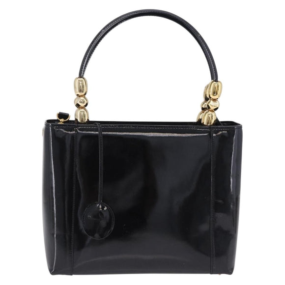 Christian Dior Maris Pearl Hand Bag Patent 2way Black Gold Tone Auth ep15753A