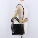 Christian Dior Maris Pearl Hand Bag Patent 2way Black Gold Tone Auth ep15753A-27