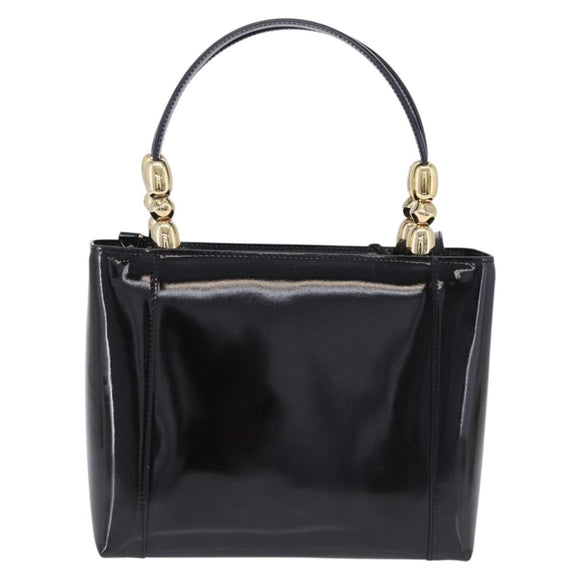 Christian Dior Maris Pearl Hand Bag Patent 2way Black Gold Tone Auth ep15753A