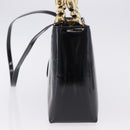 Christian Dior Maris Pearl Hand Bag Patent 2way Black Gold Tone Auth ep15753A-3