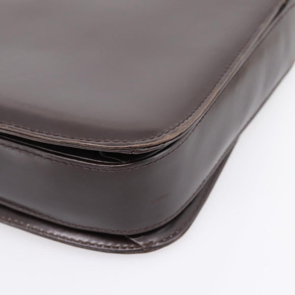GUCCI Shoulder Bag Leather Brown Gold Tone Auth ep15755