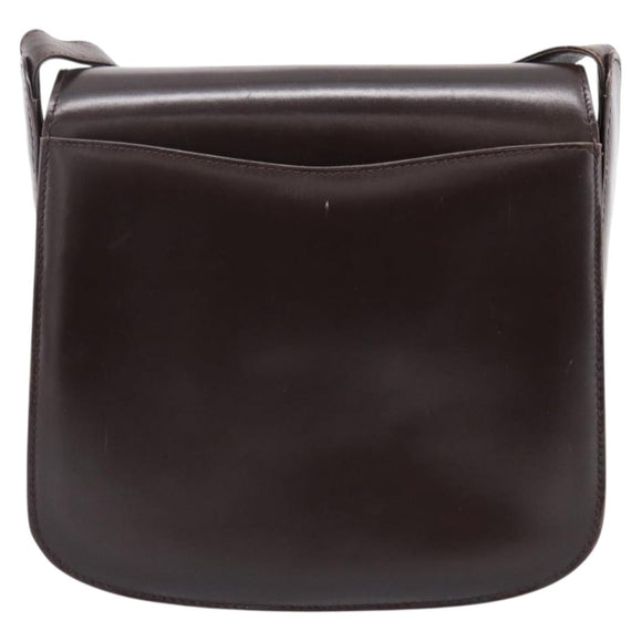 GUCCI Shoulder Bag Leather Brown Gold Tone Auth ep15755