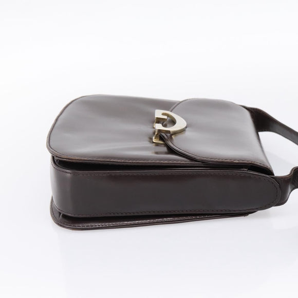 GUCCI Shoulder Bag Leather Brown Gold Tone Auth ep15755